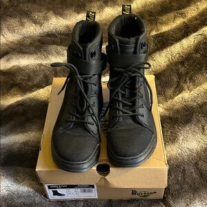 Dr. Martens Black High-Top Lace-Up Ankle Boots with Strap